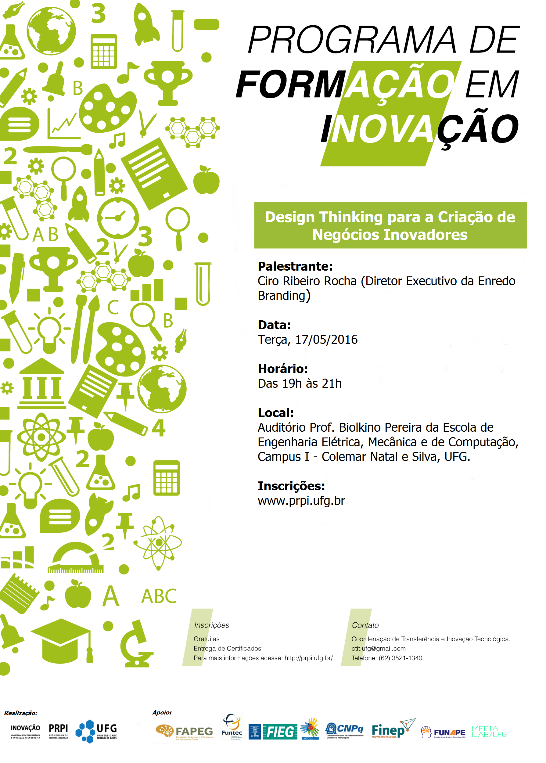 Cartaz Palestra Design Thinking para a Criação de Negócios Inovadores